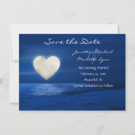 Heart Moon met sneeuwbedekte winterbruiloft Save The Date