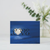 Heart Moon met Snowy Beach LOVE Winter Briefkaart (Staand voorkant)