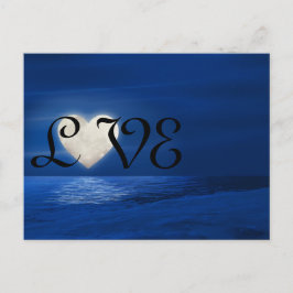 Heart Moon met Snowy Beach LOVE Winter Briefkaart