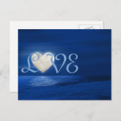 Heart Moon met Snowy Beach LOVE Winter Briefkaart (Voorkant / Achterkant)