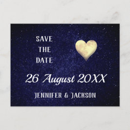 Heart Moon Night Sky Save the Date Uitnodiging Briefkaart