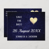 Heart Moon Night Sky Save the Date Uitnodiging Briefkaart (Voorkant / Achterkant)