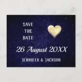 Heart Moon Night Sky Save the Date Uitnodiging Briefkaart (Voorkant)