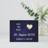 Heart Moon Night Sky Save the Date Uitnodiging Briefkaart (Staand voorkant)