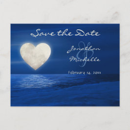 Heart Moon Winter Beach Save the Date Wedding Aankondigingskaart