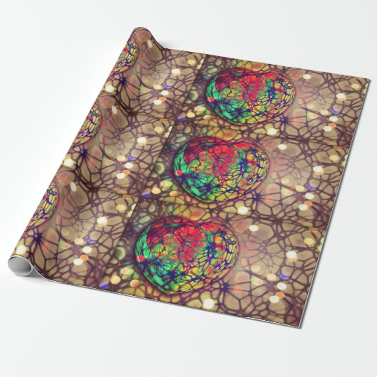 Heart Mosaic Lights Wrapping Paper Cadeaupapier (Uitgerold)