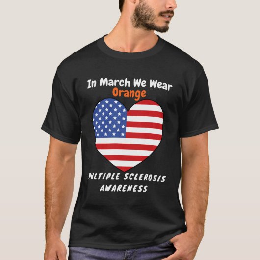 Heart MS Multiple Sclerosis Awareness March We Wea T-shirt (Voorkant)