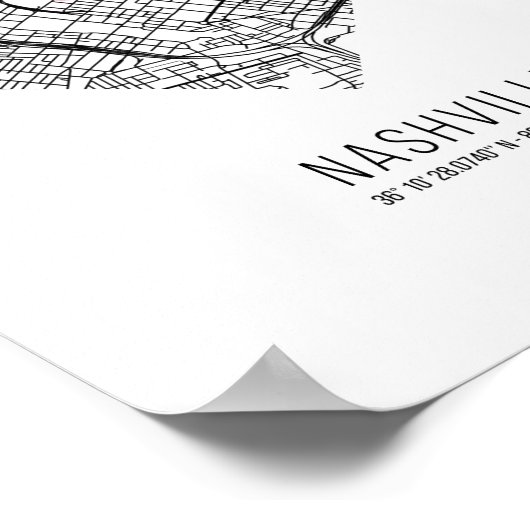 Heart Nashville City Map (Verenigde Staten) Poster (Hoek)