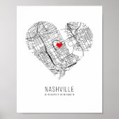 Heart Nashville City Map (Verenigde Staten) Poster (Voorkant)