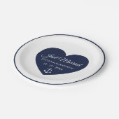 Heart Navy Blue Nautical Just huwelijkshuwelijk Papieren Bordje (Gekanteld)