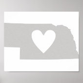 Heart Nebraska staatssilhouette Poster (Voorkant)