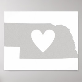 Heart Nebraska staatssilhouette Poster