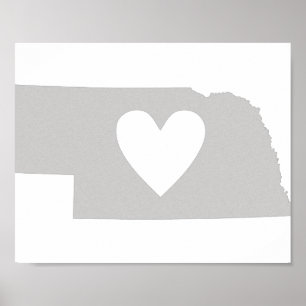 Heart Nebraska staatssilhouette Poster