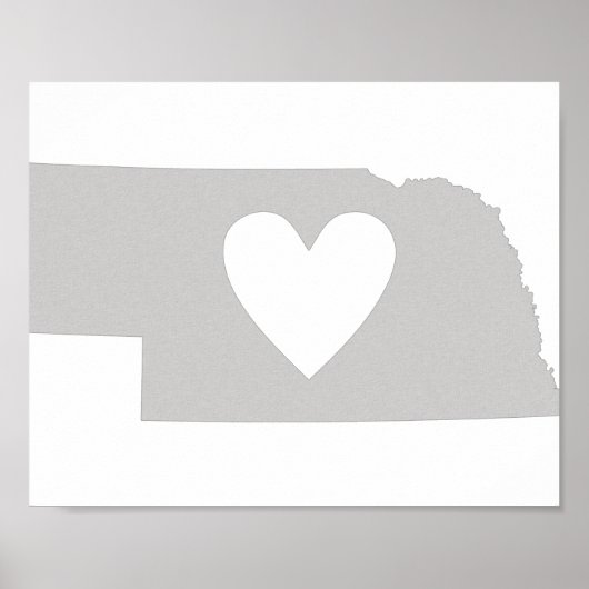 Heart Nebraska staatssilhouette Poster (Voorkant)