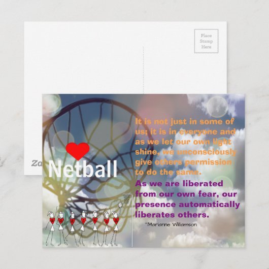 Heart Netball Design en Inspirerend Quote Briefkaart (Voorkant / Achterkant)