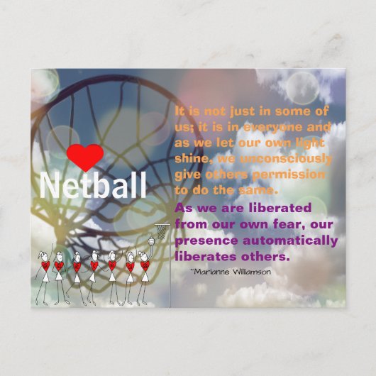 Heart Netball Design en Inspirerend Quote Briefkaart (Voorkant)