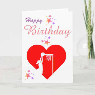 Heart Netball Theme Birthday Wenskaart Kaart