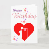 Heart Netball Theme Verjaardag Wenskaart Kaart (Voorkant)