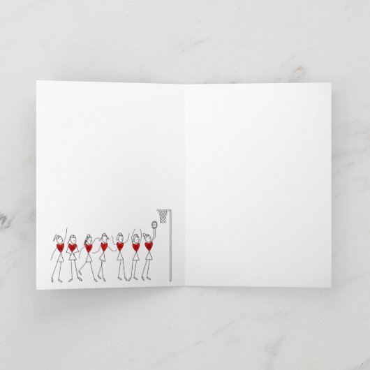 Heart Netball Theme Verjaardag Wenskaart Kaart (Binnen)