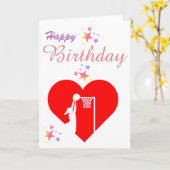 Heart Netball Theme Verjaardag Wenskaart Kaart (Gele Bloem)