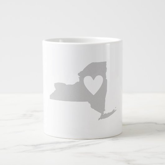 Heart New York State Map Silhouette Grote Koffiekop (Voorkant)