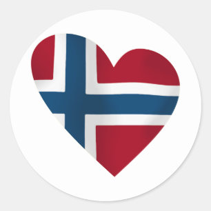 Heart Noorse vlag Ronde Sticker
