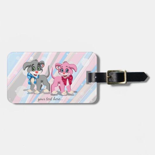 Heart Nose Puppies Cartoon Bagagelabel (Voorkant horizontaal)