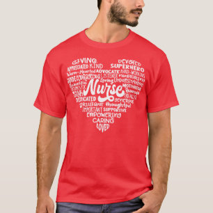 Heart Nurse Word Cloud T-shirt