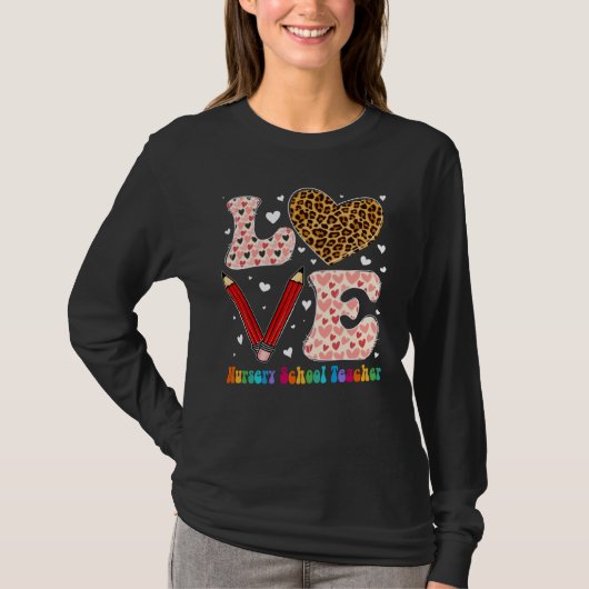 Heart Nursery School Teacher Leopard Plaid Valenti T-shirt (Voorkant)