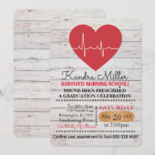 Heart Nursing School Afstuderen Uitnodigingen (Voorkant / Achterkant)