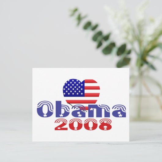 'Heart' Obama 2008 Briefkaart (Staand voorkant)