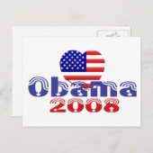 'Heart' Obama 2008 Briefkaart (Voorkant / Achterkant)