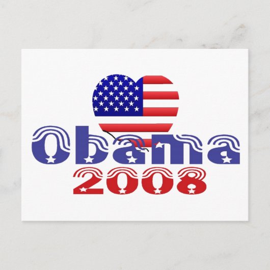 'Heart' Obama 2008 Briefkaart (Voorkant)
