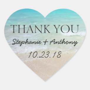 Heart Ocean Beach Wedding Dank je zegel