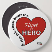 Heart of a Hero Button - Witte achtergrond (Voorkant /achterkant)