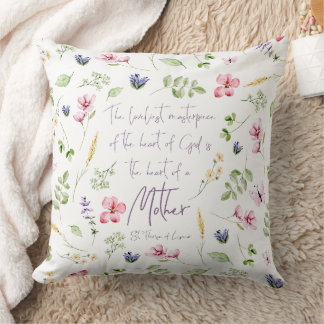 Heart of a Mother pillow with wildflowers Kussen