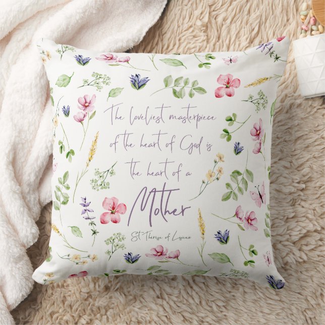 Heart of a Mother pillow with wildflowers Kussen (Deken)