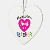 Heart of a Teacher Gift Pink Black Script Keramisch Ornament (Links)