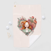 Heart of Blooms - Vrouw ingelijst in Bloemen Hart Golfhanddoek (Insitu)