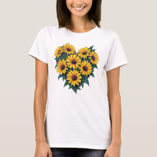 Heart of Daisies Floral Graphic Vrouwen T-shirt