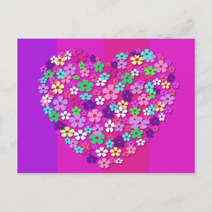 Heart of Flowers - Red de datum Aankondigingskaart