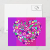 Heart of Flowers - Red de datum Aankondigingskaart (Voorkant / Achterkant)