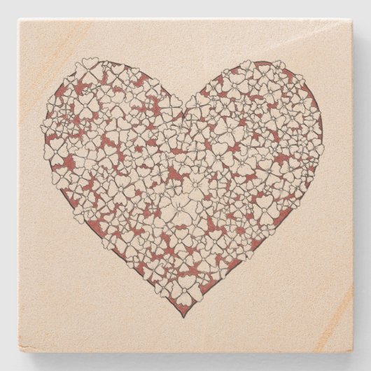 Heart of Flowers Stone Coaster Stenen Onderzetter (Voorkant)