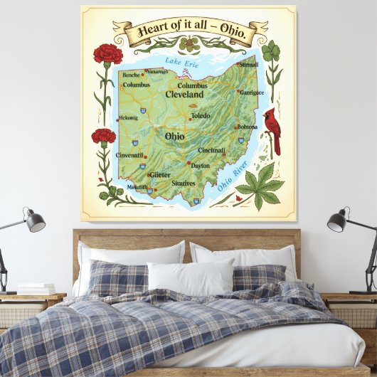 Heart of It All — Ohio Boards Canvas Afdruk (Insitu (Slaapkamer))