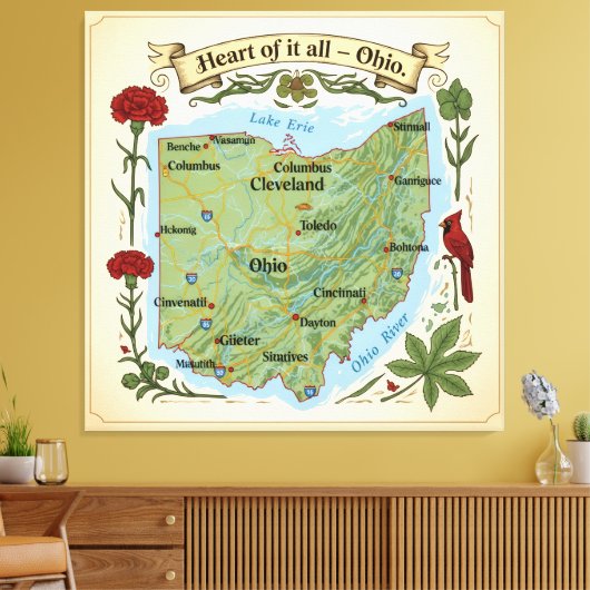 Heart of It All — Ohio Boards Canvas Afdruk (Insitu (Woonkamer))