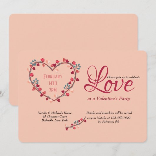 Heart of My Heart Valentijnsdag Party Uitnodiging (Voorkant / Achterkant)