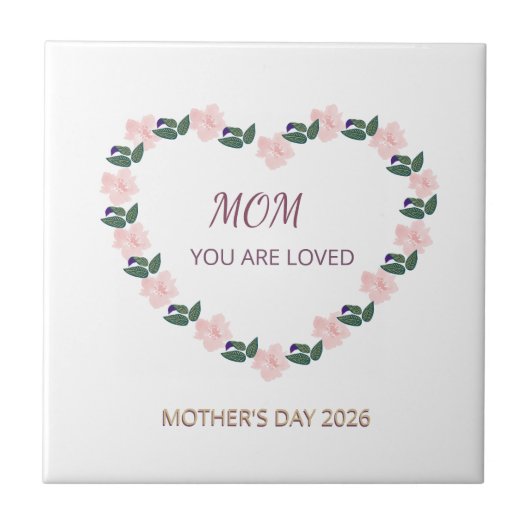 Heart of Peonies Mom Love Message Tegeltje (Voorkant)