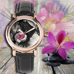 "Heart of Stone" Kunsthorloge, bloem, liefde / mod Horloge