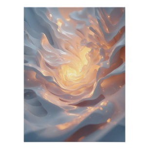 Heart of Summer – Luminous Abstract Blue & Gold Perfect Poster