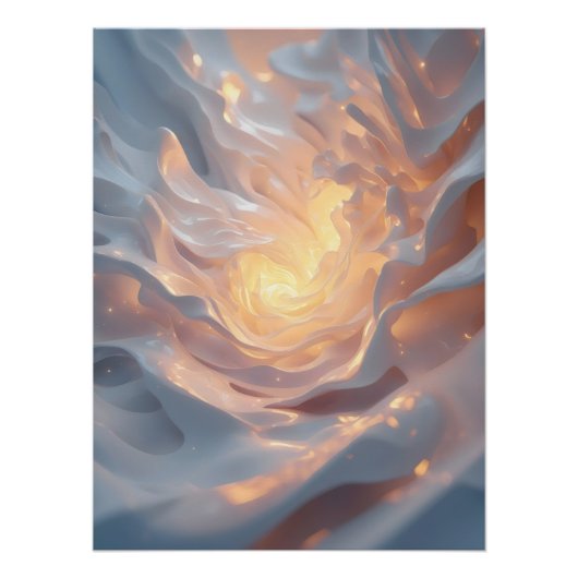 Heart of Summer – Luminous Abstract Blue & Gold Perfect Poster (Voorkant)